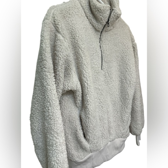 American Eagle quarter zip cream Sherpa wooly sweatshirt - Picture 3 of 7